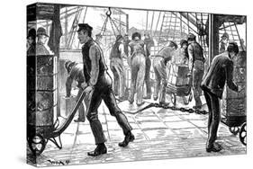 Dockers Unloading Tea in London Docks, 1889-null-Stretched Canvas