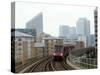 Docklands Light Railways Looking Towards Canary Wharf, London, England, United Kingdom, Europe-Ethel Davies-Stretched Canvas