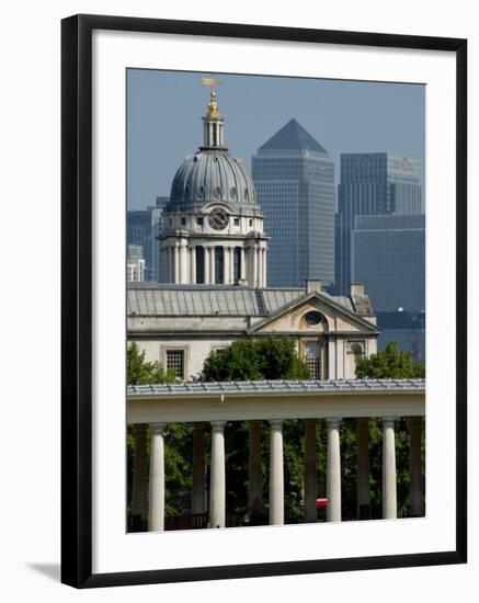 Docklands Skyline from Greenwich, London, England, United Kingdom, Europe-Charles Bowman-Framed Photographic Print