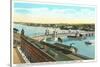 Docks on Pequonnock River, Bridgeport, Connecticut-null-Stretched Canvas