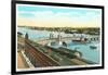 Docks on Pequonnock River, Bridgeport, Connecticut-null-Framed Art Print