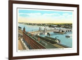 Docks on Pequonnock River, Bridgeport, Connecticut-null-Framed Premium Giclee Print