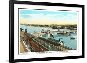 Docks on Pequonnock River, Bridgeport, Connecticut-null-Framed Premium Giclee Print