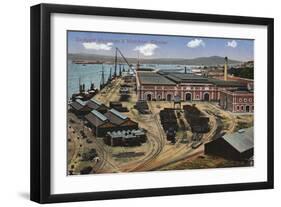 Dockyard Workshops and Waterfront, Gibraltar, 20th Century-null-Framed Giclee Print