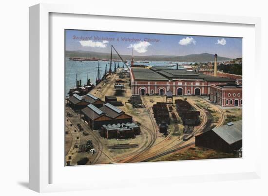 Dockyard Workshops and Waterfront, Gibraltar, 20th Century-null-Framed Giclee Print