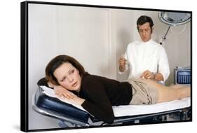 Docteur Popaul by Claude Chabrol with Jean Paul Belmondo and Laura Antonelli, 1972 (photo)-null-Framed Stretched Canvas