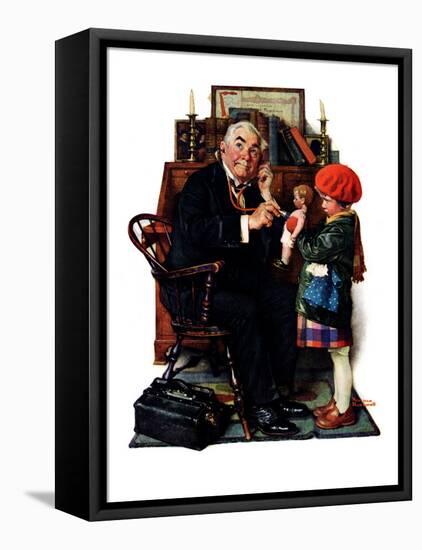 "Doctor and the Doll", March 9,1929-Norman Rockwell-Framed Stretched Canvas