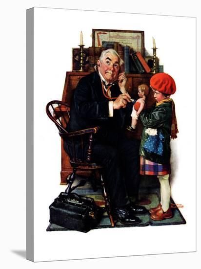 "Doctor and the Doll", March 9,1929-Norman Rockwell-Stretched Canvas
