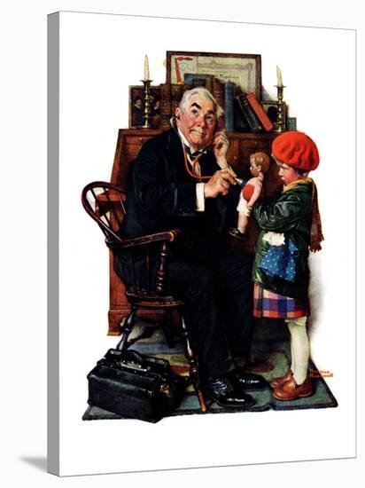 "Doctor and the Doll", March 9,1929-Norman Rockwell-Stretched Canvas