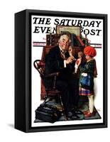 "Doctor and the Doll" Saturday Evening Post Cover, March 9,1929-Norman Rockwell-Framed Stretched Canvas