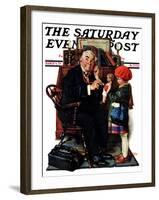 "Doctor and the Doll" Saturday Evening Post Cover, March 9,1929-Norman Rockwell-Framed Giclee Print