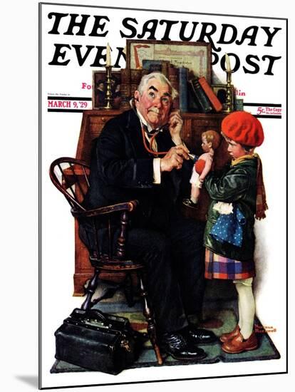 "Doctor and the Doll" Saturday Evening Post Cover, March 9,1929-Norman Rockwell-Mounted Giclee Print