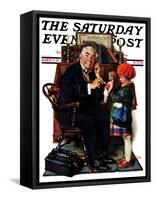 "Doctor and the Doll" Saturday Evening Post Cover, March 9,1929-Norman Rockwell-Framed Stretched Canvas