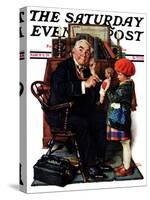 "Doctor and the Doll" Saturday Evening Post Cover, March 9,1929-Norman Rockwell-Stretched Canvas