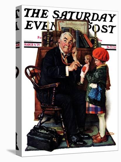 "Doctor and the Doll" Saturday Evening Post Cover, March 9,1929-Norman Rockwell-Stretched Canvas