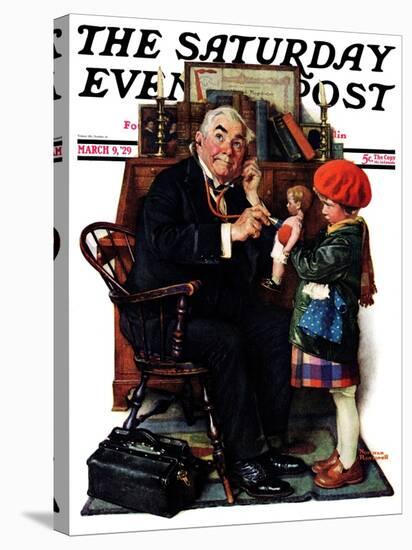 "Doctor and the Doll" Saturday Evening Post Cover, March 9,1929-Norman Rockwell-Stretched Canvas
