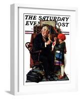 "Doctor and the Doll" Saturday Evening Post Cover, March 9,1929-Norman Rockwell-Framed Premium Giclee Print
