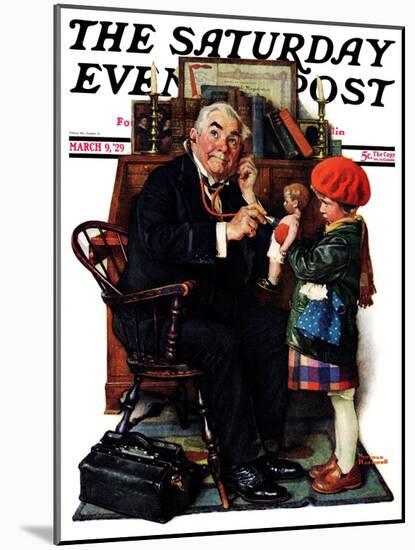 "Doctor and the Doll" Saturday Evening Post Cover, March 9,1929-Norman Rockwell-Mounted Premium Giclee Print