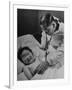 Doctor Examining Giggling Patient Recovering from Cold-Hansel Mieth-Framed Photographic Print