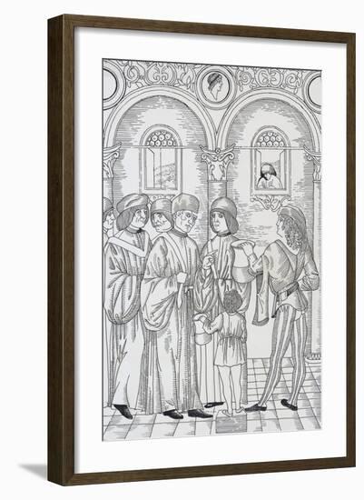 Doctor Examining Patients' Urine, Woodcut, 1512-null-Framed Giclee Print
