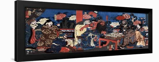 Doctor Huatuo Attending to the Warrior Guanyu's Arm Wound, Japanese Wood-Cut Print-Lantern Press-Framed Art Print