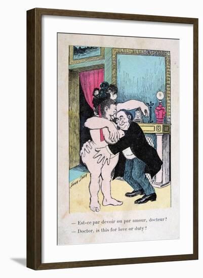 Doctor, Is This for Love or Duty?, Vintage French Postcard, C1900-null-Framed Giclee Print