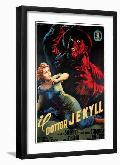 Doctor Jekyll (aka Il Dottor Jekyll), Anna Maria Campoy, Mario Soffici in Italian Poster Art, 1951-null-Framed Art Print