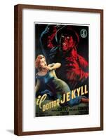 Doctor Jekyll (aka Il Dottor Jekyll), Anna Maria Campoy, Mario Soffici in Italian Poster Art, 1951-null-Framed Art Print