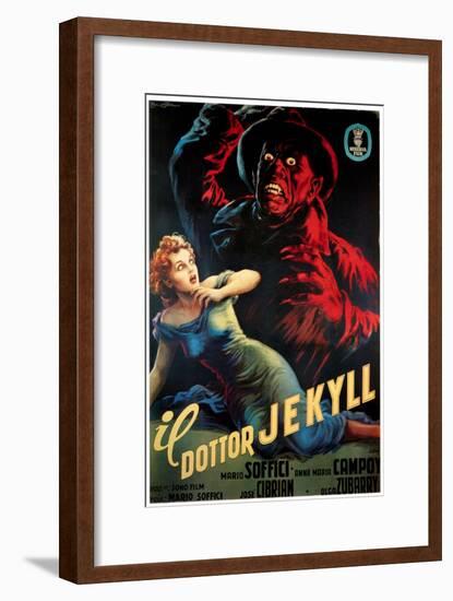 Doctor Jekyll (aka Il Dottor Jekyll), Anna Maria Campoy, Mario Soffici in Italian Poster Art, 1951-null-Framed Art Print