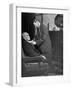 Doctor Making a House Call to an Ill Elderly Man, Listening to the Rhythm of His Heart-null-Framed Photographic Print