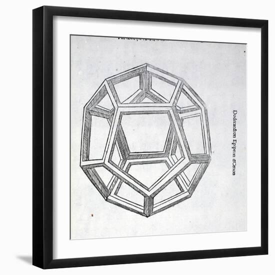 Dodecaedron Planum Vacuum, Illustration from 'Divina Proportione' by Luca Pacioli (C.1445-1517),…-Leonardo da Vinci-Framed Giclee Print