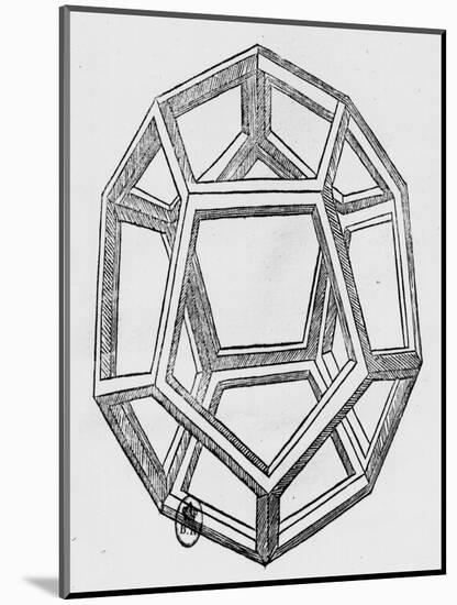 Dodecahedron, from "De Divina Proportione" by Luca Pacioli, Published 1509, Venice-Leonardo da Vinci-Mounted Giclee Print
