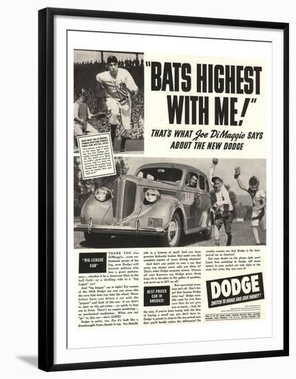 Dodge Ad With Joe Dimaggio-null-Framed Art Print