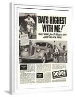 Dodge Ad With Joe Dimaggio-null-Framed Art Print