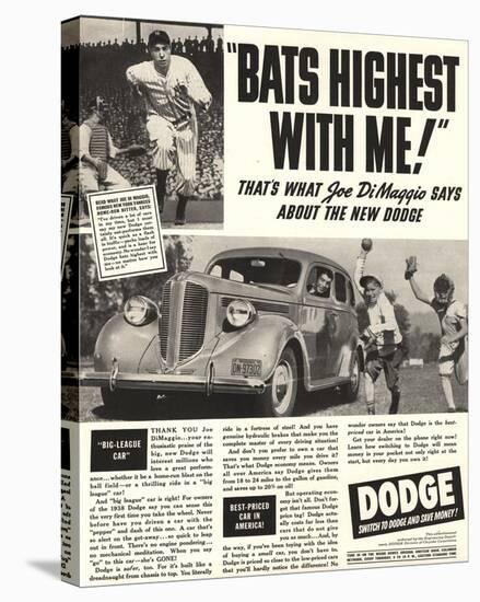 Dodge Ad With Joe Dimaggio-null-Stretched Canvas