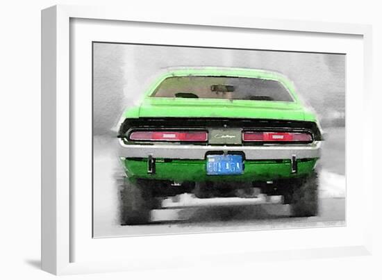 Dodge Challenger Rear Watercolor-NaxArt-Framed Art Print