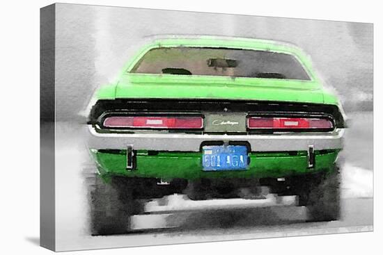 Dodge Challenger Rear Watercolor-NaxArt-Stretched Canvas