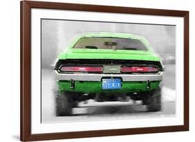 Dodge Challenger Rear Watercolor-NaxArt-Framed Art Print