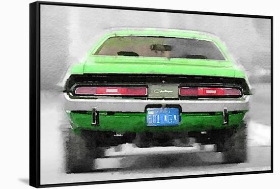 Dodge Challenger Rear Watercolor-NaxArt-Framed Stretched Canvas