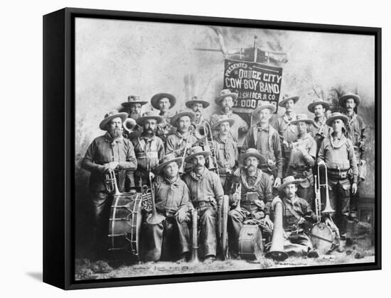 Dodge City Cow-Boy Band with Instruments Photograph - St. Louis, MO-Lantern Press-Framed Stretched Canvas