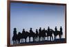 Dodge City Sign with Cowboy Silhouettes, Kansas, USA-Walter Bibikow-Framed Photographic Print