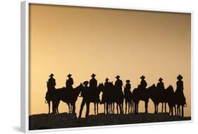 Dodge City Sign with Cowboy Silhouettes, Kansas, USA-Walter Bibikow-Framed Photographic Print