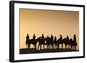 Dodge City Sign with Cowboy Silhouettes, Kansas, USA-Walter Bibikow-Framed Photographic Print