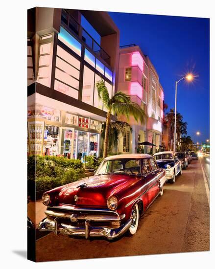 Dodge Classic Car on Collins Avenue, Miami Beach in Miami, Florida, USA-null-Stretched Canvas