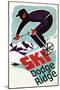 Dodge Ridge, California - Vintage Skier-Lantern Press-Mounted Art Print