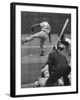 Dodger Don Newcombe Leaning with His Arm Cocked Back for the Pitch-null-Framed Premium Photographic Print