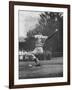 Dodger Don Newcombe Ready to Throw Ball During Game with Braves-null-Framed Premium Photographic Print