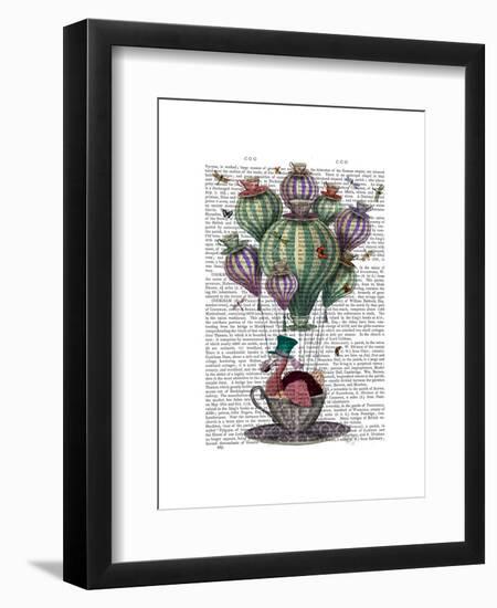 Dodo in Teacup with Dragonflies-Fab Funky-Framed Art Print