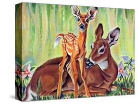 "Doe and Fawn in Forest," June 1, 1940-Paul Bransom-Stretched Canvas