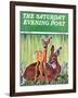 "Doe and Fawn in Forest," Saturday Evening Post Cover, June 1, 1940-Paul Bransom-Framed Giclee Print